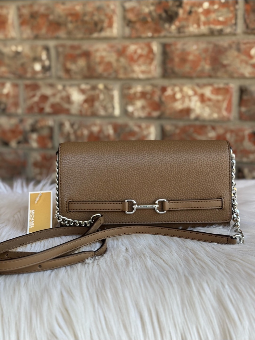 Michael Kors Taupe Leather Crossbody Bag